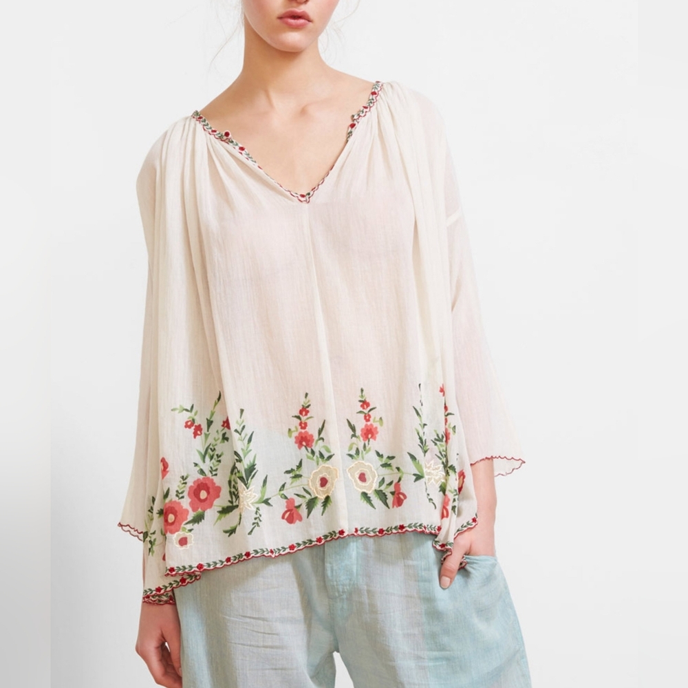 Mes Demoiselles Joepha Embroidered Cotton Floral Top Boho